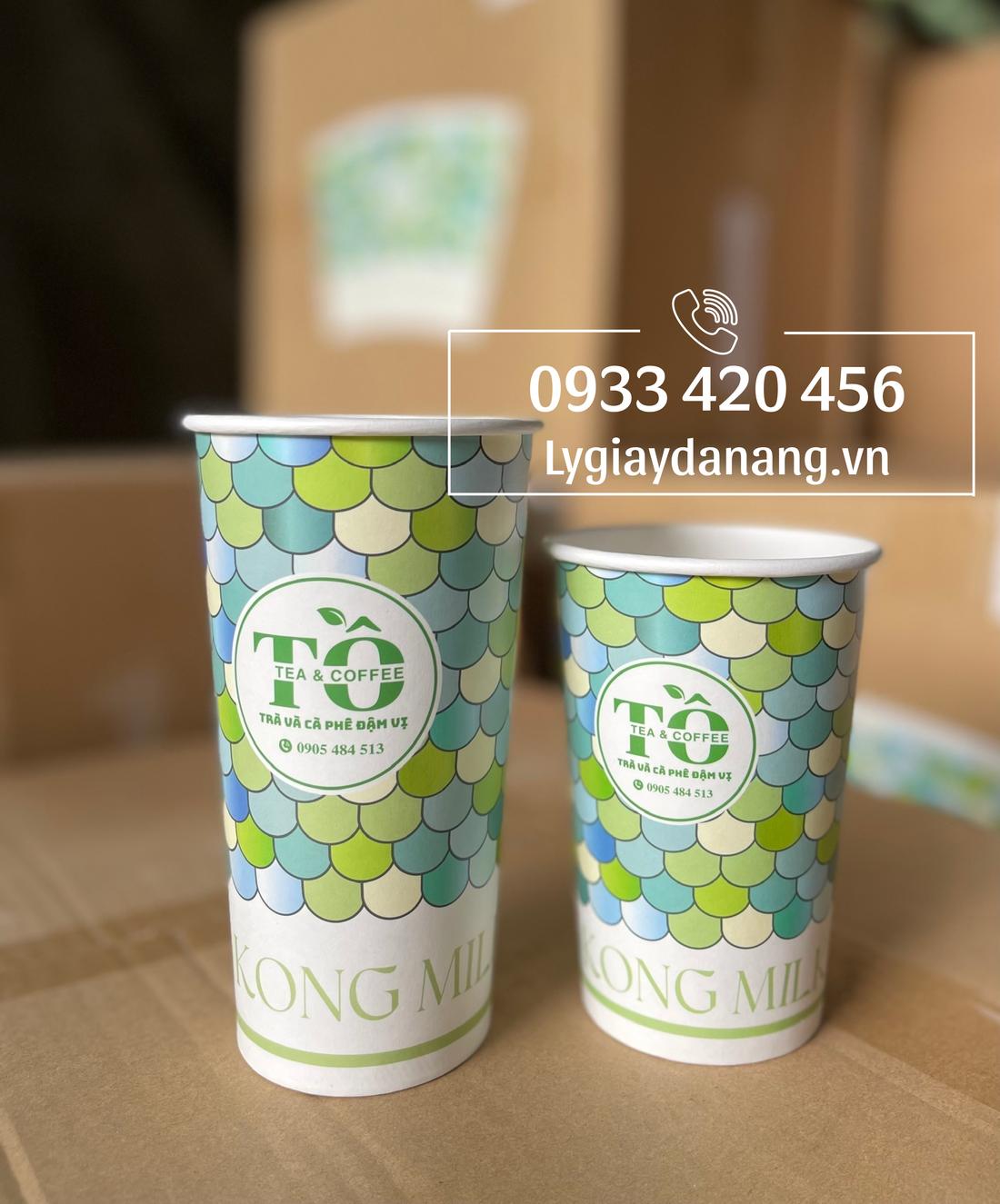 In ly giấy Đà Nẵng theo logo thương hiệu - mẫu ly giấy Tổ Tea and Coffee in 4 màu sắc nét