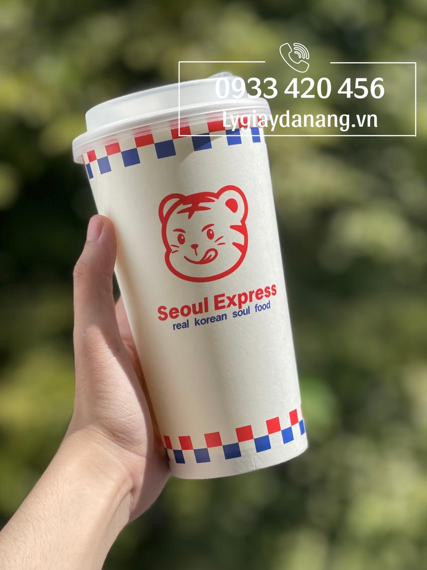 Mẫu ly giấy take away đẹp in logo Seoul Express tại xưởng in ly Đà Nẵng