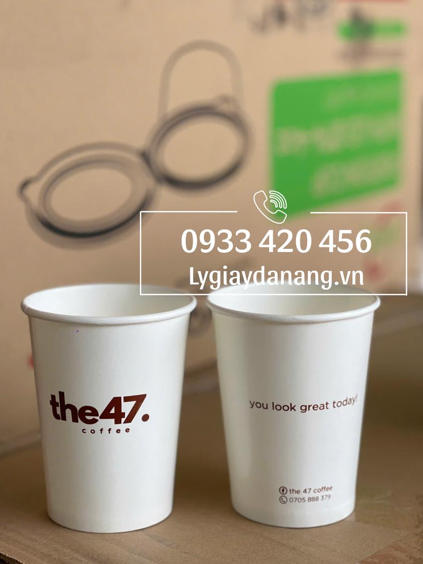 In ly giấy Đà Nẵng đựng cafe nóng - mẫu ly giấy the47 coffee in logo 1 màu